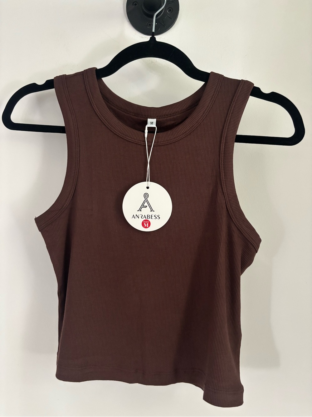 Anrabess Women's Ribbed Tank Top in Chocolate Brown